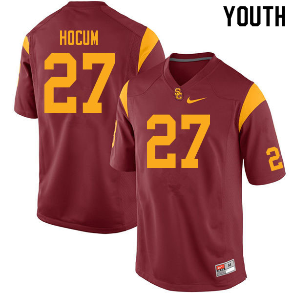 Youth #27 Matthew Hocum USC Trojans College Football Jerseys Sale-Cardinal